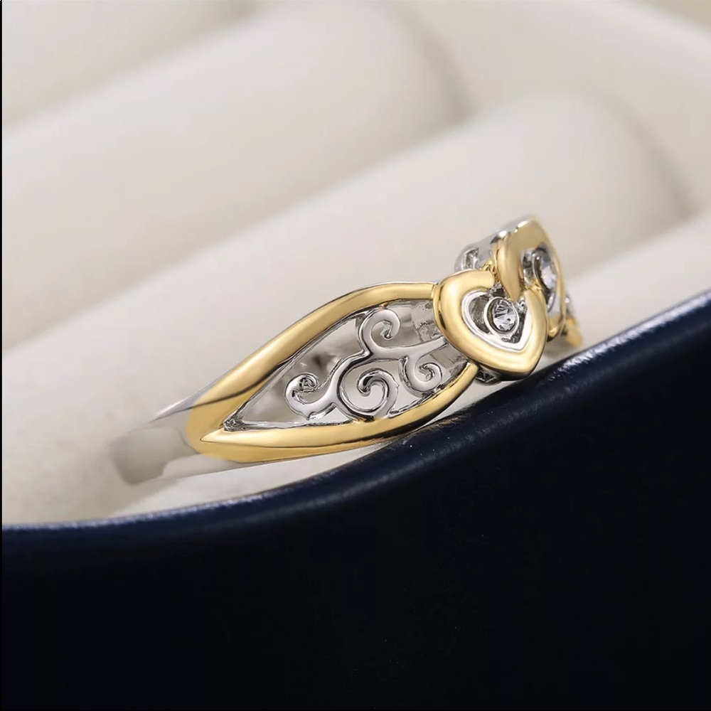 New Two Tone 925 Silver Beautiful Romantic Ring - Picture 4 of 6